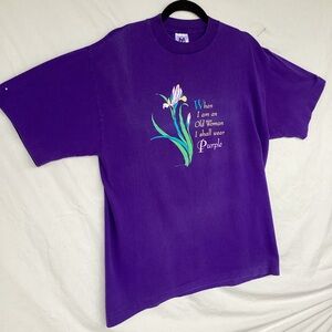 Vintage model T “when I am an old woman I shall wear purple” t shirt made in USA